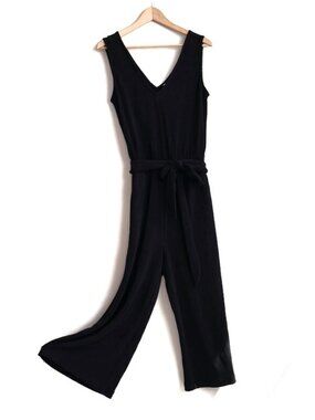 Black Cropped  wide leg Jumper with pockets- Size S -  Stretchy - Reitmans